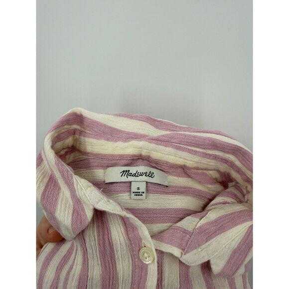 Madewell Central Tunic Button Front Shirt in Lavender Stripe | Small - Picture 8 of 8